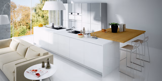 Cocina Luxe en blanco y gris
