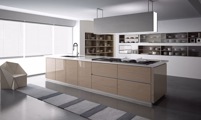 Cocina Luxe Láser en champagne y blanco