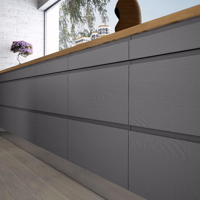 Cocina Syncron Fingerpull en blanco y gris plomo