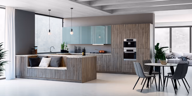 Cocina Syncron Lakeland con Luxe Plus aguamarina