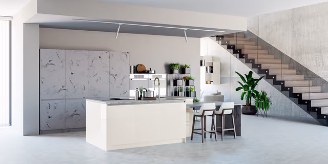 Cocina Syncron Osiris plata con Luxe Plus ivory