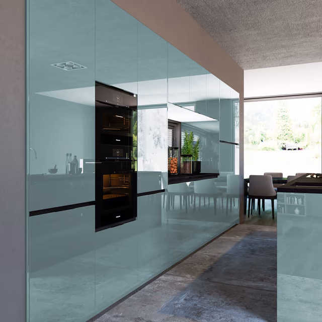 Detalle de la cocina Luxe Plus aguamarina