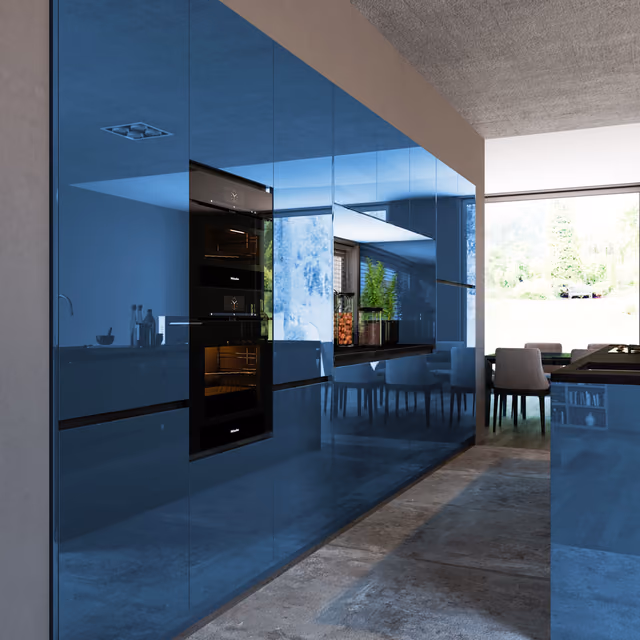 Detalle de la cocina Luxe Plus azul índigo