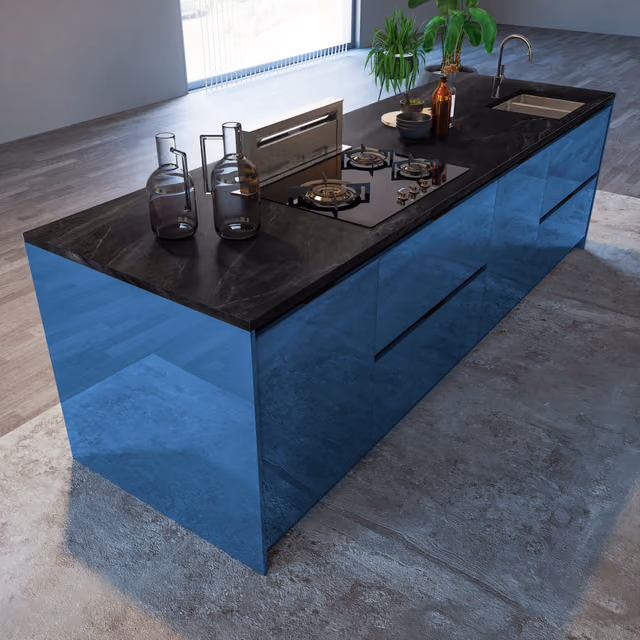 Detalle de la cocina Luxe Plus azul índigo