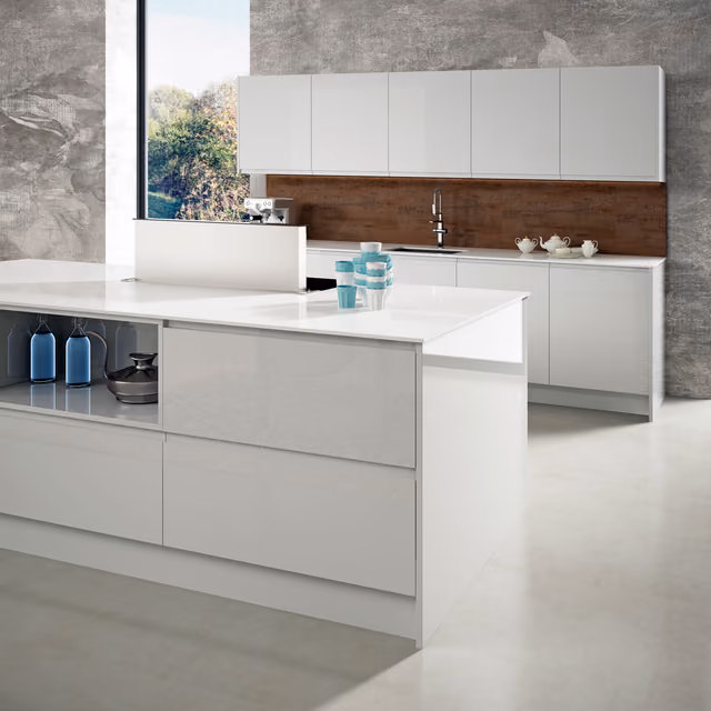 Detalle de la cocina Syncron en blanco y Oxid