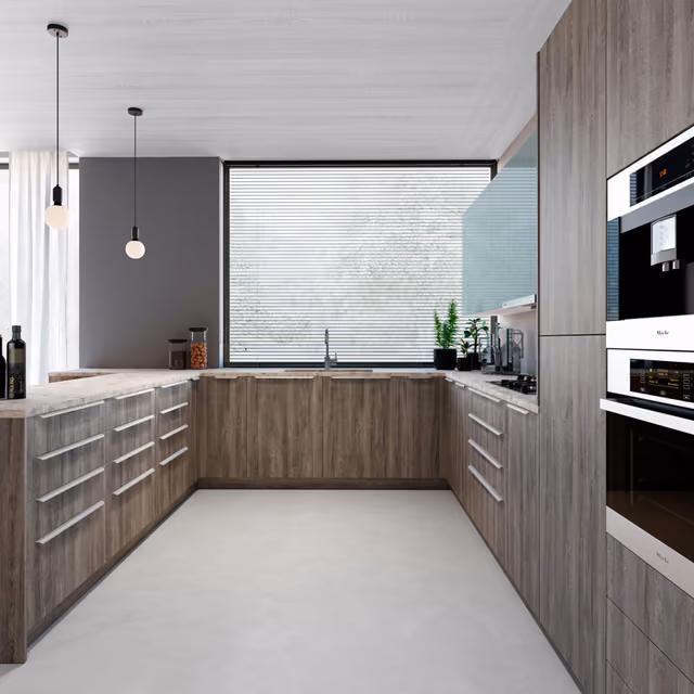 Detalle de la cocina Syncron Lakeland con Luxe Plus aguamarina