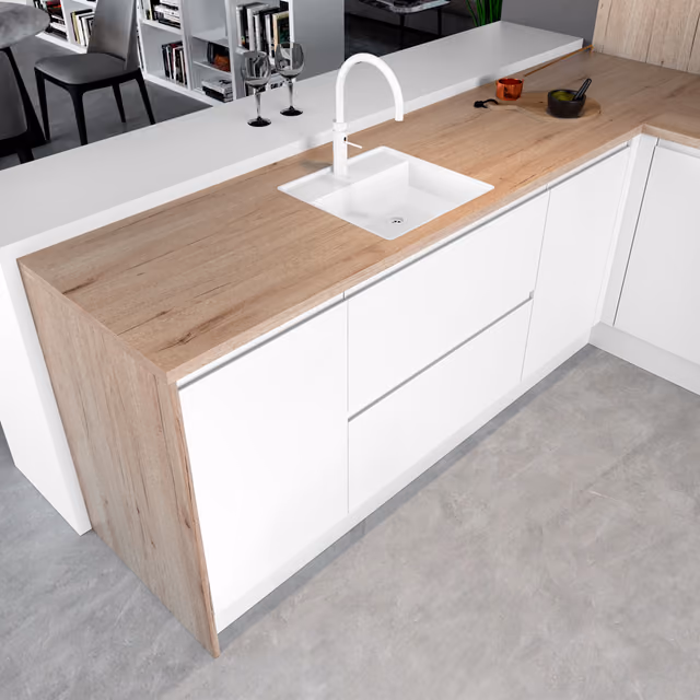 Detalle de la cocina Zenit blanco con Aniversary