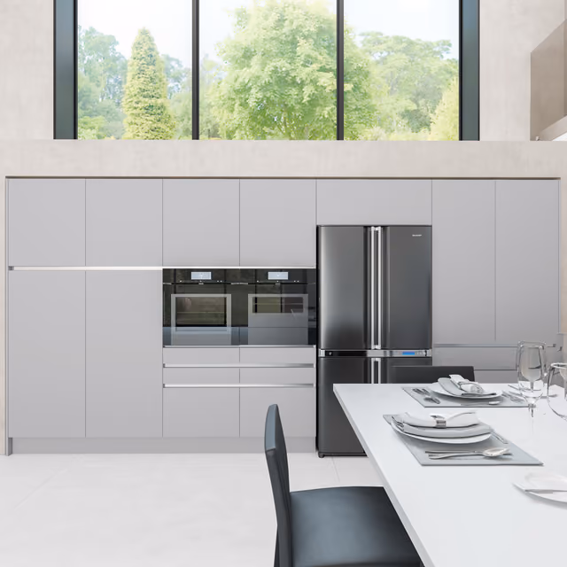 Detalle de la cocina Zenit gris nube con oriental black